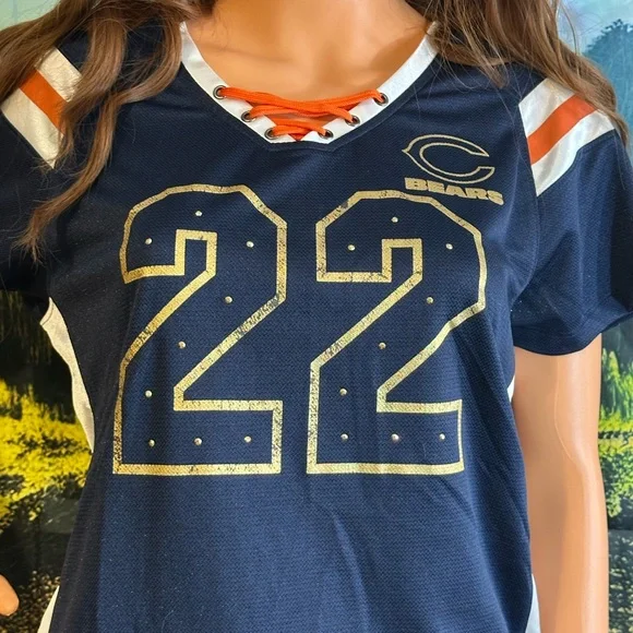 NFL Team Apparel Navy Jersey with White and Orange Details Chicago Bears Forte - Picture 7 of 13